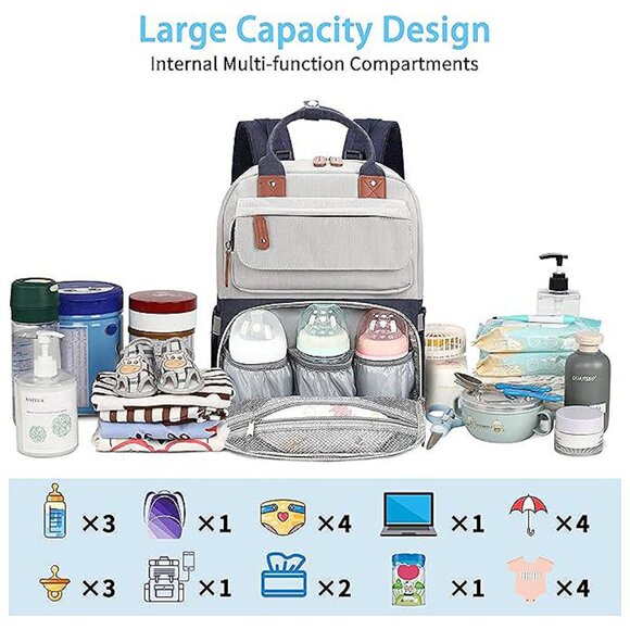 Diaper Bag Backpack, Baby Boy Diaper Bag, Large Diaper Bag Backpack Blue - Picture 4 of 8